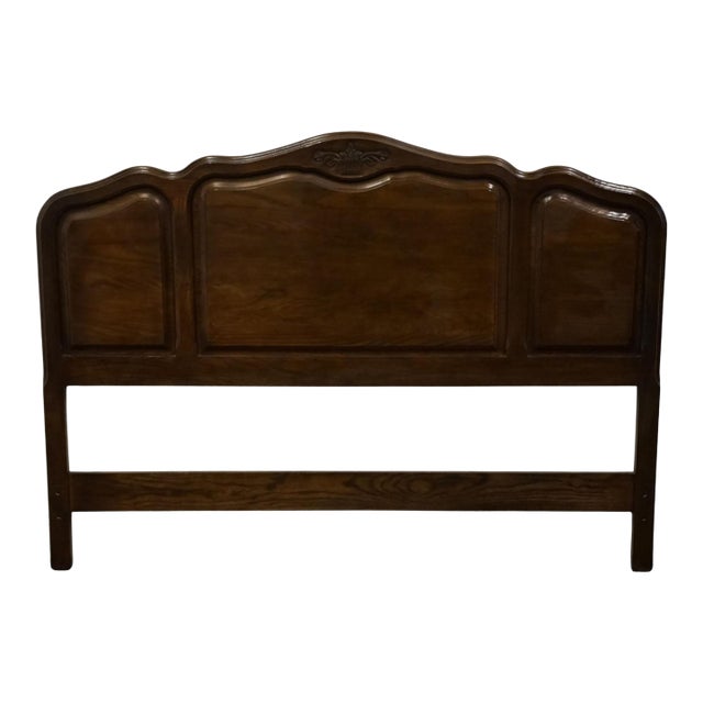 Davis Cabinet Solid Walnut Country French Provincial Style Queen Size Headboard For Sale