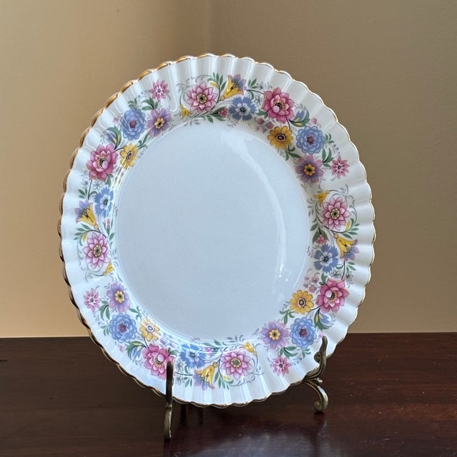 White Vintage English Bone China Decorative Dessert Plate For Sale - Image 8 of 13
