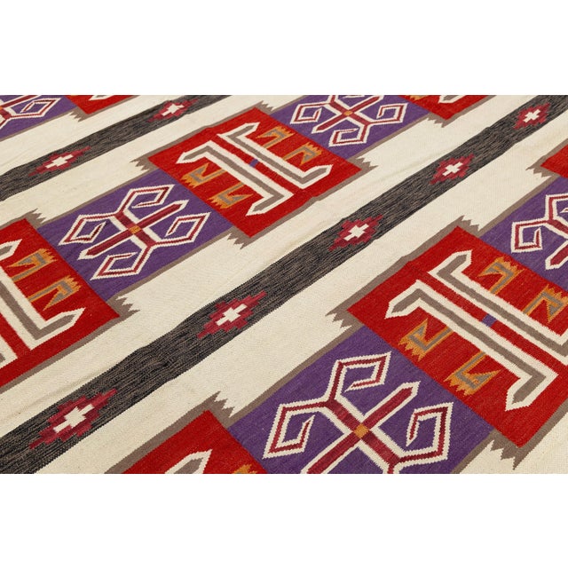2020s Contemporary Navajo Style Wool Rug – Modern Geometric American Textile Accent For Sale - Image 5 of 12
