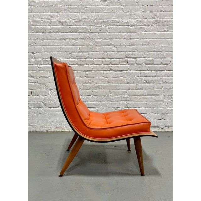 Wood Mid Century Modern Scoop Lounge Chair by Carter Brothers | Orange Tufted Chair, C. 1950's For Sale - Image 7 of 13