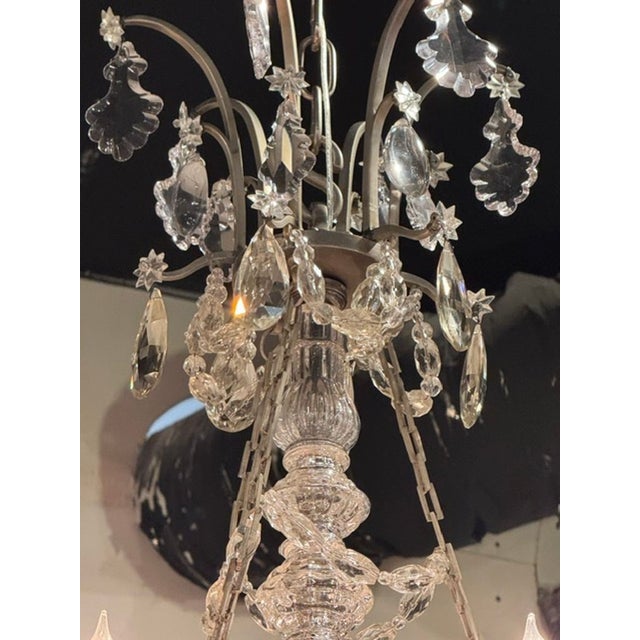 19th Century Late 19th C. French Silvered Bronze and Crystal Chandelier With Amethyst For Sale - Image 5 of 8