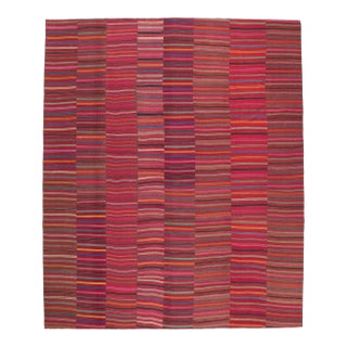 Large Vintage Turkish Striped Kilim Rug - 11'00 X 13'02 For Sale