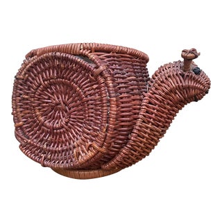 Small Wicker Snail Planter Basket For Sale
