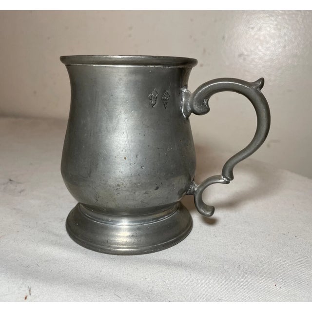 Gray Share Rare Antique 18th Century 1700's Handmade Pewter Beer Child Mug Stein Touch Mark For Sale - Image 8 of 10