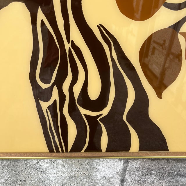 Large Mid Century Modern Framed Botanical Glass Wall Art Circa 1970s. For Sale - Image 11 of 17