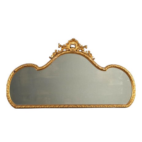 Carved and Gilded Wooden Fireplace Mirror For Sale
