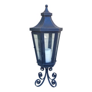 Mid 20th Century Chateau Black Iron Lantern by Global Views For Sale