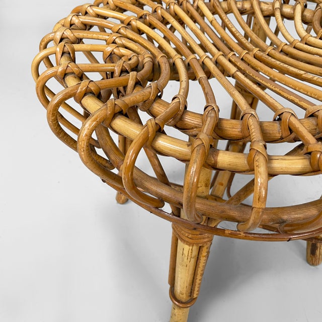 Mid-Century Modern Round Table or Stool in Rattan, Italy, 1960s For Sale - Image 6 of 15