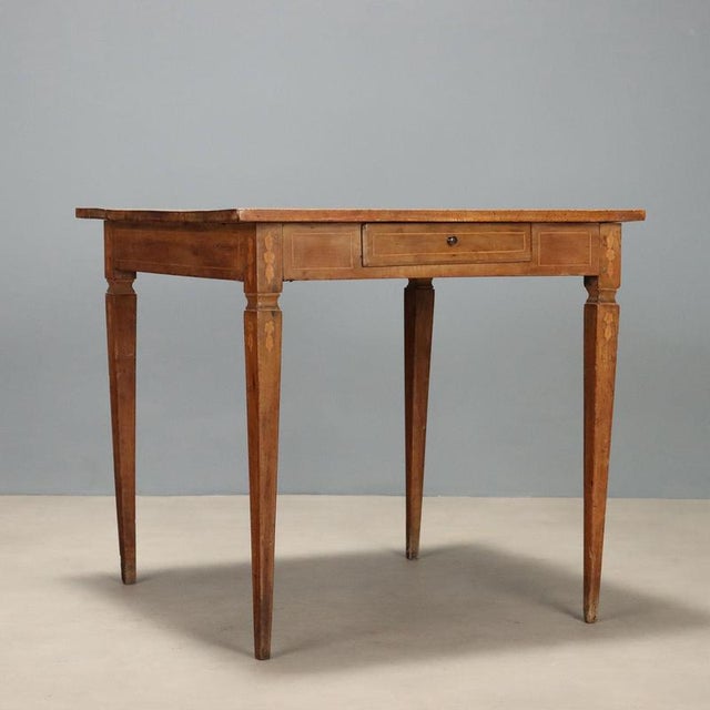 18th Century Neoclassical Walnut Table with Inlays, Italy For Sale - Image 10 of 11