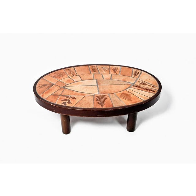 Wood Ceramic Coffee Table by Raymond Leduc for Vallauris, 1960s For Sale - Image 7 of 7