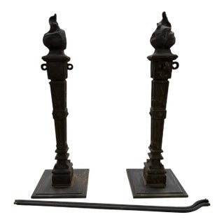 Set of 2 Decorative Cast Iron Finials, 19th Century For Sale