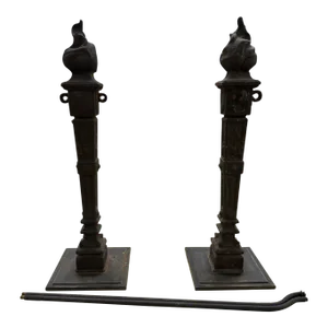 Set of 4 Decorative Cast Iron Finials, 19th Century