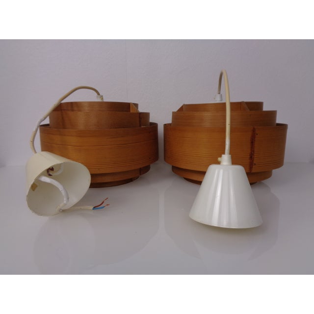 Swedish Wooden Lamella Ceiling Lamps by Hans-Agne Jakobsson for Ab Markaryd, 1960s, Set of 2 For Sale - Image 9 of 18