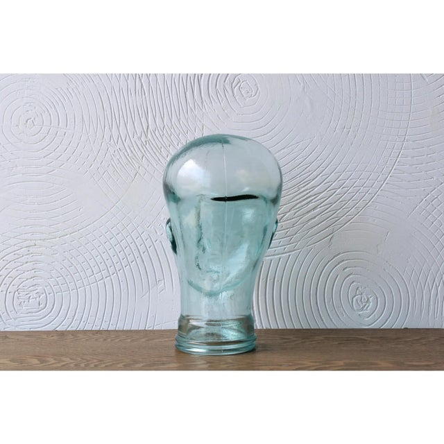 1970's Transparent Decortative Glass Mannequin Head For Sale - Image 4 of 4
