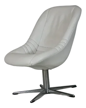 Space Age Armchair in Steel and Faux Leather, France, 1970s