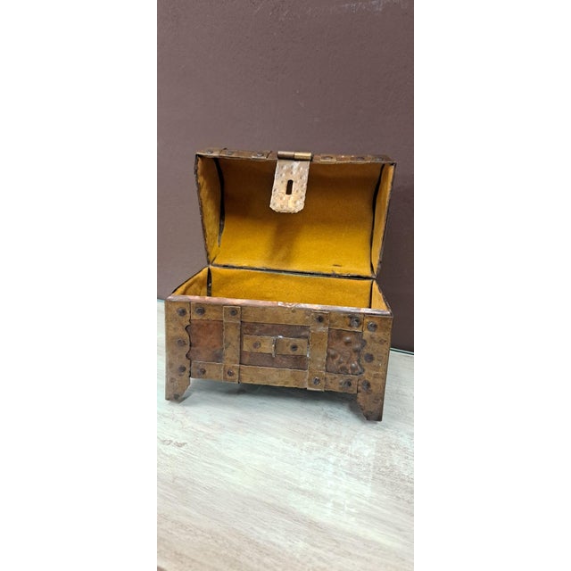 Brass and Copper Jewelry Box, 1950s For Sale - Image 6 of 9