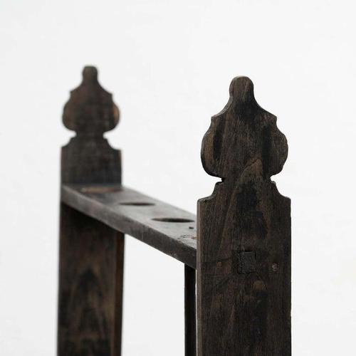 Large Vintage Spanish Stained Wood Candleholder, 1930 For Sale - Image 9 of 11