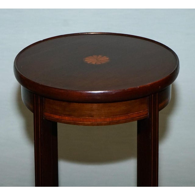 Antique Hardwood Two Tier Plant Stand with Starburst Marquetry Inlay For Sale - Image 7 of 10