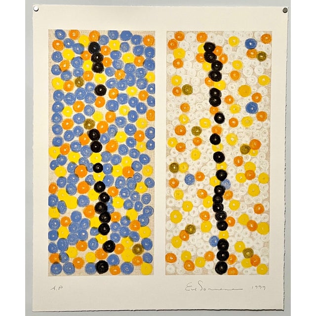 Abstract geometric color composition Artist: Eve Sonneman Lithograph, 1999 Image Size 25 x 22" Hand signed, dated,and...