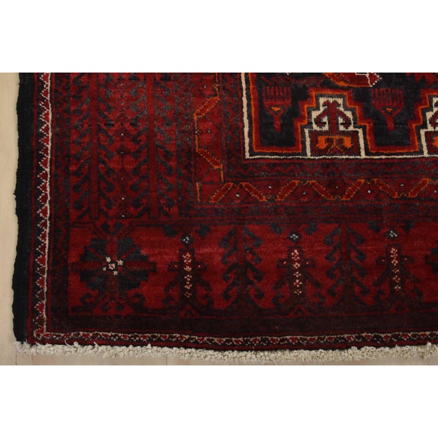 Baloch Rug 3’8” X 7′ Blue Wool Vintage Tribal Hand-Knotted Oriental Carpet For Sale - Image 9 of 12