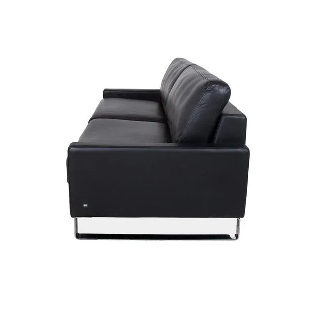 Rolf Benz Ego Leather Three-Seater Black Sofa Couch For Sale - Image 10 of 11