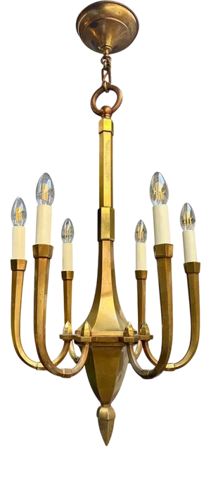 Mid-Century French Brass Chandelier, 1950s