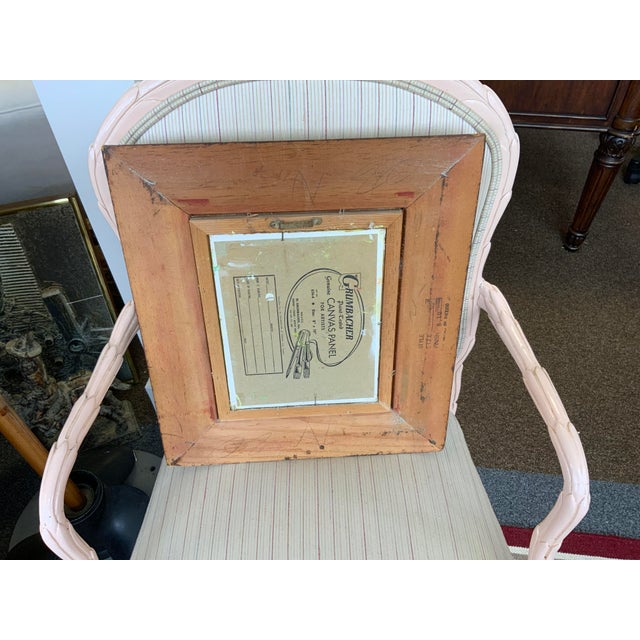 Late 20th century oil painting woman with red hat. Signed by artist Bellin. Painting on art board measures 8x10. Unique...