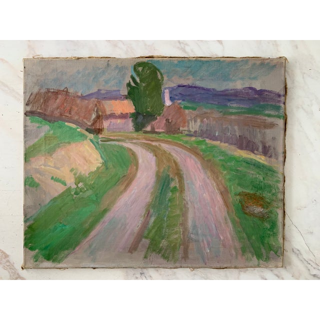 Pastel Over Oil on Canvas Landscape Scene A cheery and peaceful landscape painting by Swiss Artist, Kaspar Ilg, circa...