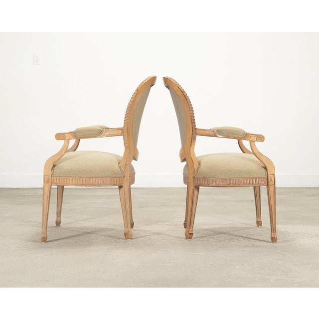 Wood Set of Six Kreiss Louis XVI Style Cerused Oak Dining Armchairs For Sale - Image 7 of 18
