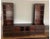 Transitional Mahogany 3 Piece Wall Unit Lighted Curious and Storage. Leather Tops. For Sale - Image 3 of 12