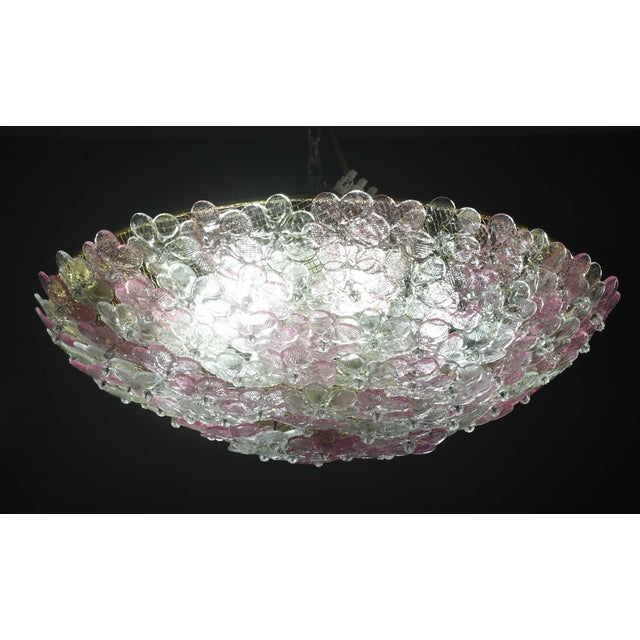 1970s Wonderful Extra Large Size Pink Murano Glass Ceiling Light Flower by Seguso For Sale - Image 9 of 15