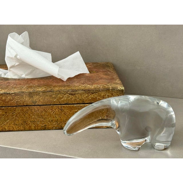 Contemporary Vintage 1960’s French Baccarat Crystal Polar Bear Retired Paperweight Figurine, in the Style of François Pompon For Sale - Image 3 of 12