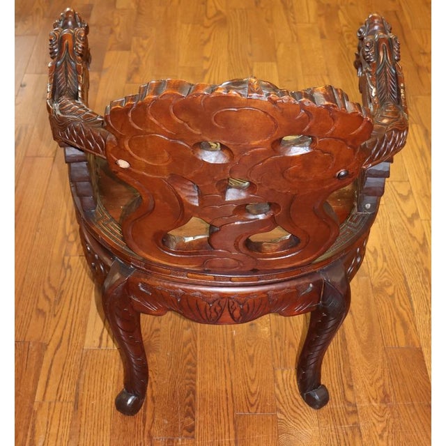 Antique Late 19th Century Meiji Japanese Dragon Carved Chair For Sale - Image 4 of 7