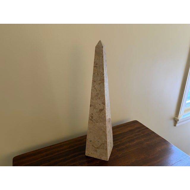 Grand Tour Late 20th Century Neoclassical Marble Obelisk in Variegated Brown and Tan Stone For Sale - Image 3 of 12