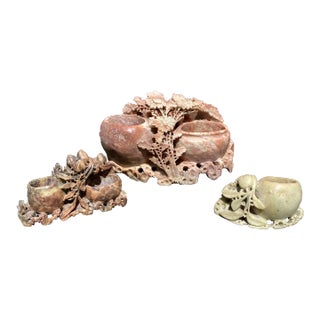 Vintage Collection of Small Stone Vases- Set of 3 For Sale