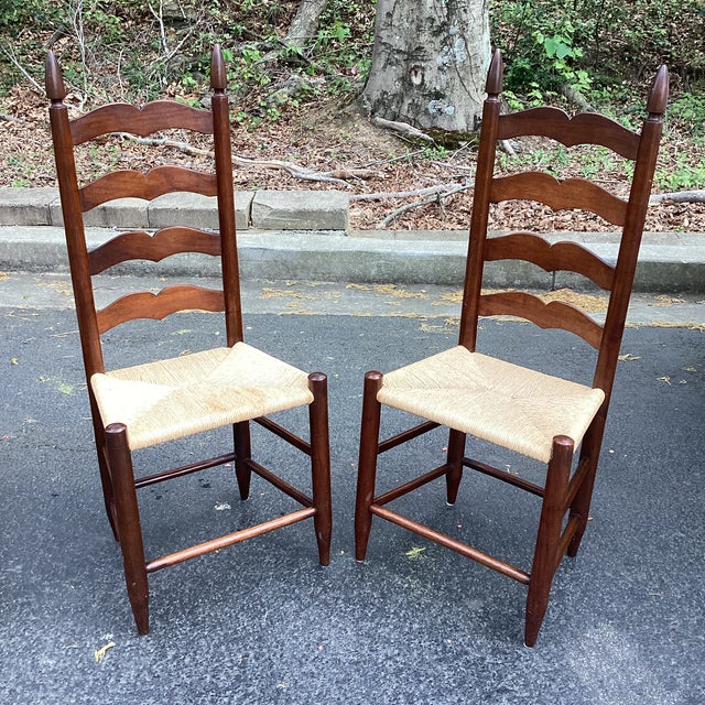 Vintage Classic Ladderback Chairs With Rush Seats For Sale In Atlanta - Image 6 of 6
