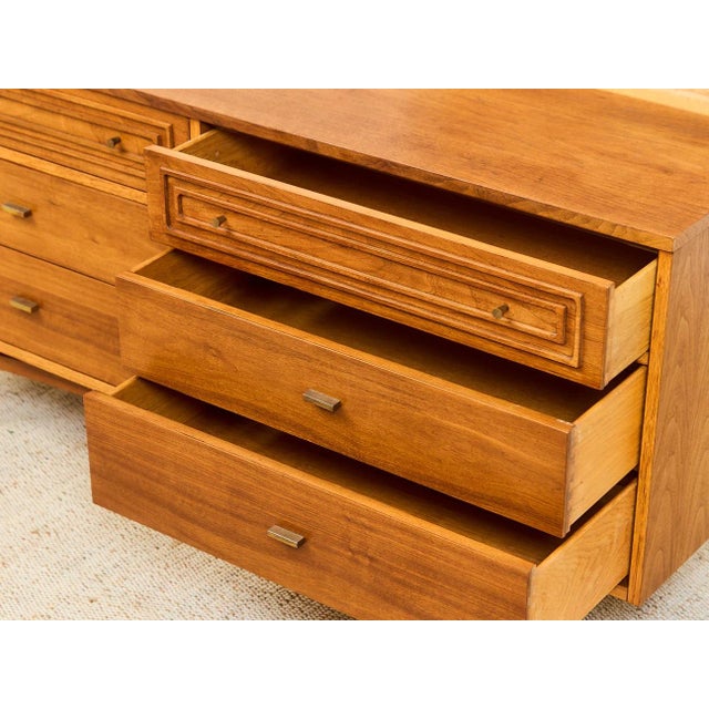 1960s Broyhill Sculptra Mid Century Walnut Six Drawer Lowboy Dresser For Sale - Image 11 of 11