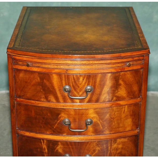 2000 - 2009 Regency Flamed Hardwood Bedside Chests of Drawers with Leather Tops, Set of 2 For Sale - Image 5 of 18