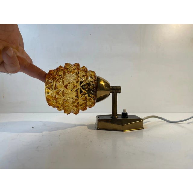 Danish Brass & Glass Wall Sconce by J. Sommer, 1960s For Sale - Image 6 of 8