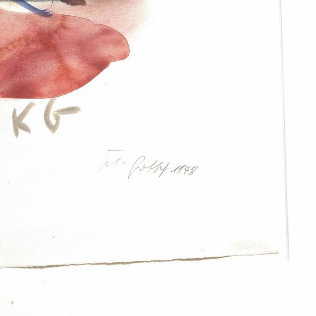 Friedrich Karl Gotsch, Hanne Next to a Vase of Flowers, Watercolor For Sale - Image 7 of 7