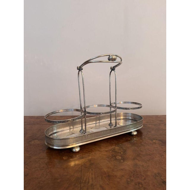 Antique Edwardian Glass Decanters and Silver Plated Stand, 1900, Set of 4 For Sale - Image 6 of 7