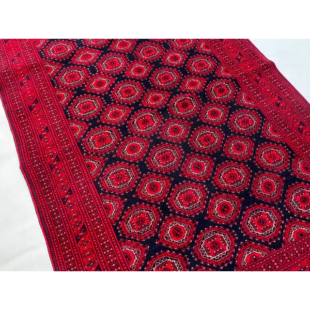 Vintage Afghan Turkmen Royal Bokhara Tekke Gul Rug - 6'4" X 4'1" For Sale - Image 4 of 11