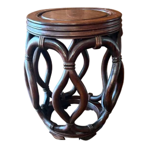 Carved Rosewood Garden Stool Side Table