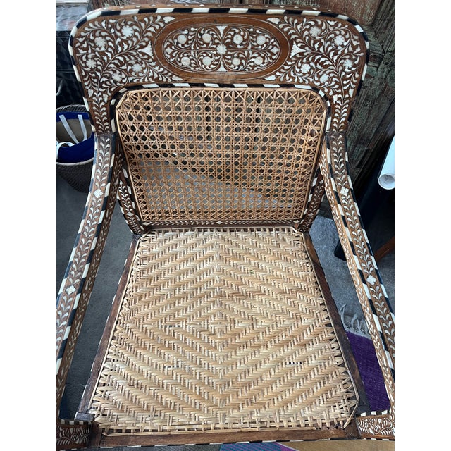 Late 20th Century 6 Anglo Indian Inlaid Bone Chairs For Sale - Image 4 of 6