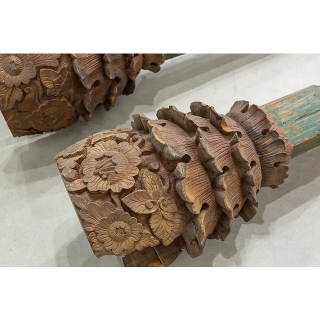 Indonesian Wood Columns, 1900s, Set of 2 For Sale - Image 3 of 9