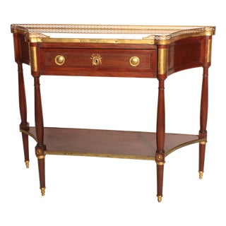 Louis XVI Style Mahogany Console Desserte With Marble Top For Sale