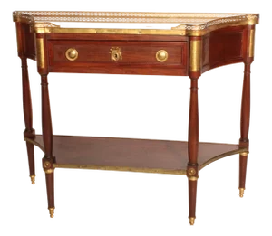 Louis XVI Style Mahogany Console Desserte With Marble Top