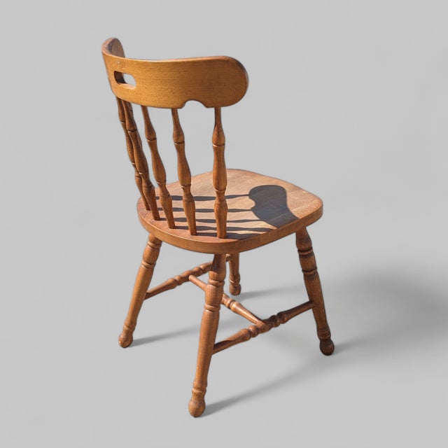 Brown Vintage Ethan Allen Oak Spindle-Back Side Chair For Sale - Image 8 of 10