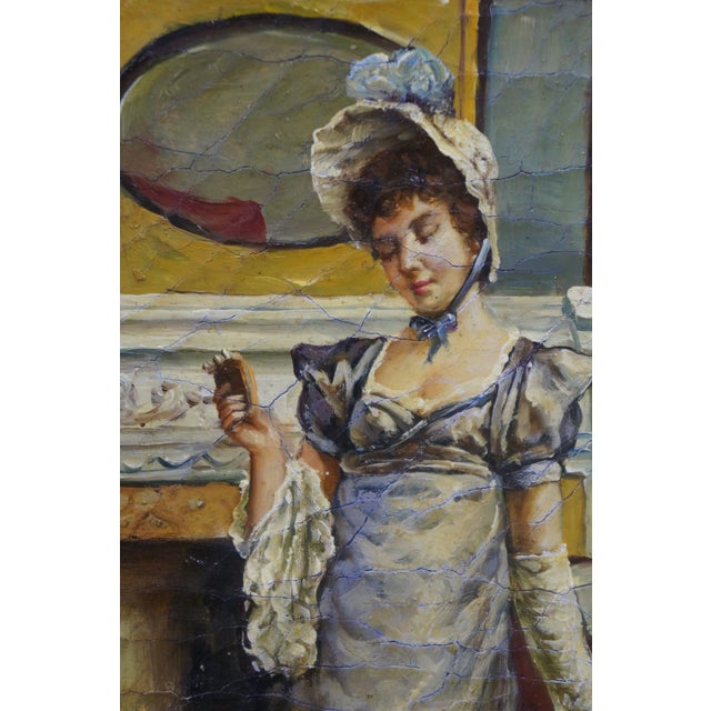 20th Century "The Keepsake" Regency Style Oil Painting After Charles Haigh Wood For Sale - Image 11 of 11