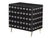 This cabinet features 90 refined glass spheres decorating a rich black glass surface. Opulent brass feet complete the...
